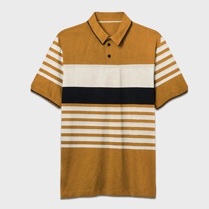 Polo décontracté à manches courtes pour couple, style japonais simple, 240 grammes, avec épaules contrastées géométriques, pour homme, printemps-été - Product Image 2