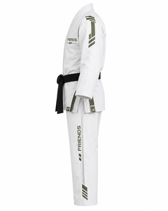 BJJ Kimono <b>White</b> Cotton Adult Unisex Judo Gi Black Belt Olive Accents Regular Fit Eco-Friendly Lightweight Breathable for - Product Image 2