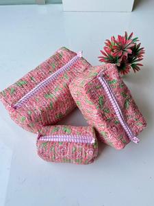 Bolsa de Cosméticos de Algodón con Estampado Floral Indio, Hecha a Mano, Ligera, Ecológica, Bolsa de Maquillaje de Viaje para Mujer con Cierre - Product Image 5