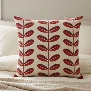 Funda de Cojín Cuadrada Reversible Moderna y Elegante con Estampado de Plantas en Rojo y Gris para Decoración del Hogar en Venta - Product Image 6