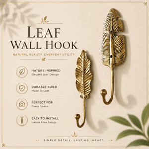 Premium Golden Leaf Wall Hook Hanger Antique Brass Finish Decorative Wall Mounted Organizer for Home Office and Entryway Decor - Product Image 5