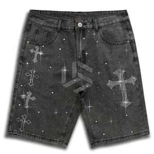 Shorts en jean bleu pour hommes 100% coton écologique non tissé style vintage décontracté pour la gym et le quotidien en provenance du Pakistan - Product Image 6