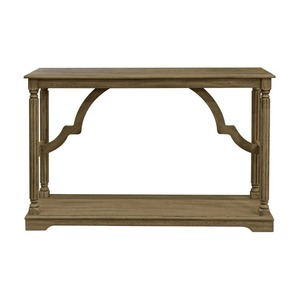 Table console moderne en fer avec accents décoratifs en forme d'arche et pieds tournés pour salon - Product Image 3