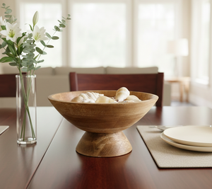 Mango <b>Wood</b> Fruit <b>Bowl</b> – Handcrafted Natural <b>Wood</b> Centerpiece <b>Bowl</b> <b>Large</b> Serving <b>Bowl</b> Rustic Farmhouse Decor Wholesale - Product Image 2