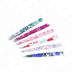 Multi Color Eyebrow Tweezers Set with PU Leather Case <b>Square</b> Slant Point Tip Professional Beauty <b>Tools</b> OEM - Product Image 1