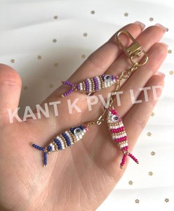 Colorful Durable Fish Beaded Hook Keychain Handmade Animal <b>Bag</b> <b>Charm</b> Cute Sea Life Accessories for Women Girls - Product Image 2