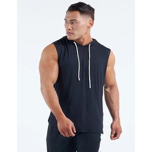 Men's Sleeveless Pullover <b>Hoodie</b> High Quality Cotton Blend Gym Wear Custom Streetwear Drawstring Hooded Tank Top Pullover <b>Hoodie</b> - Product Image 5