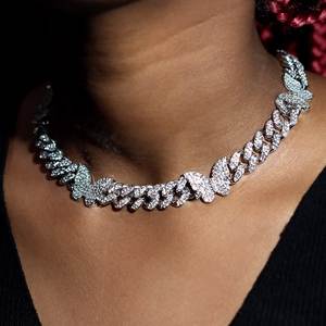 Wholesale Hip Hop Custom <b>Name</b> Cuban Link <b>Chain</b> Lab Moissanite Iced Necklace IGI Certified 22k Gold Plated Gift for Women Men - Product Image 1