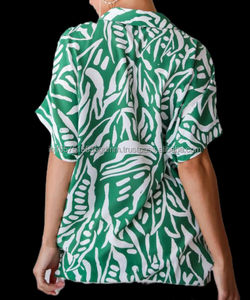 Vestido Midi Verde Ecológico Y2K con Estampado Floral Tropical y Letras, Cuello en V, para Mujer, Verano, 100% Algodón, Casual, Vacaciones - Product Image 4