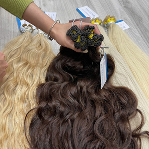 Luxury Vietnamese Keratin I Tip Wavy Hair Extensions Human Hair Double Drawn <b>Thick</b> Ends Soft Natural Wholesale Ready To Ship - Product Image 3