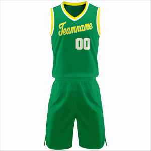 Conjunto de Uniforme de Baloncesto Sublimado Personalizado, Verde, Cuello en V, Sin Mangas, Impresión con Nombre del Equipo, Poliéster Transpirable, Unisex, para Adultos - Product Image 5