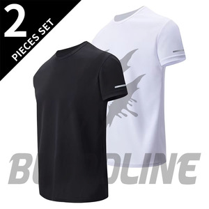 Camiseta Deportiva de Manga Corta para Hombre, Paquete de 2, Negra y Blanca, de Secado Rápido, Tejido de Poliéster, Color Sólido, Corte Regular - Product Image 3
