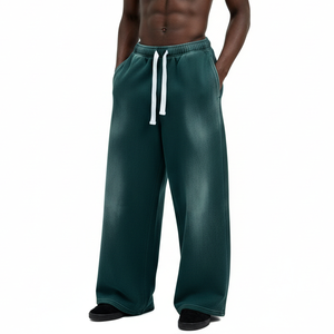 Meilleure Vente Pantalon de jogging vintage personnalisé pour homme, style streetwear, vert délavé soleil, en coton épais, coupe large, avec cordon de serrage, vierge - Product Image 1