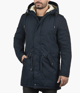 Parka pour homme style urbain, best-seller, en toile de haute qualité avec col montant, couleur unie, enduite pour usage extérieur - Product Image 1