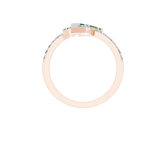 Anillo fino Art Deco clásico para mujer, 14K, 18K, oro rosa blanco sólido, Baguette Natural, piedras preciosas Esmeralda, acentos de diamantes para boda - Product Image 4