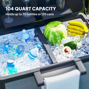 Carrello Frigo Portatile da Esterno Grande Capacità 104 Quarti Grigio con Apribottiglie, Ripiani e Ruote - Product Image 4