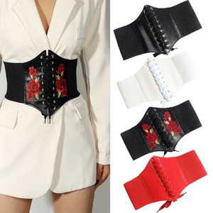 Ceinture Corset Décontractée en Cuir Véritable pour Femme, Large, Élastique, Respirante, Écologique, à Lacets sur le Devant, pour Vêtements d'Extérieur, Vente en Gros Personnalisée - Product Image 1