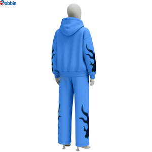 Conjunto Deportivo para Hombre, Estilo Nuevo, Unisex, Azul, con Capucha, Manga Larga, Estampado por Sublimación, Corte Holgado, Informal, para Otoño - Product Image 1