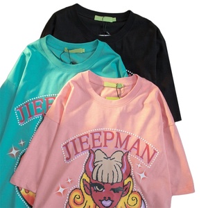 T-shirt noir oversize avec impression photo sur le devant, manches courtes, col rond, style décontracté, jersey en coton tricoté pour femme - Product Image 3