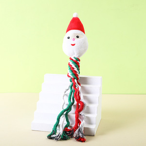 Nuevos Juguetes Navideños para Mascotas, Juguete Masticable para Perros de la Serie Navideña con Nudos para Limpiar los Dientes, Juguete de Peluche Interactivo con Movimiento de Cuerda de Algodón - Product Image 4