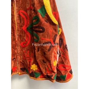 Brown <b>Velvet</b> <b>Jacket</b> Handmade Short Suzani <b>Jacket</b> Uzbek Embroidery <b>Jacket</b> With Inside Cotton Lining - Product Image 4