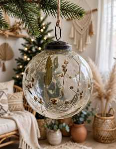 Adorno Navideño de Resina de Alta Calidad con Flores Secas, Decoración Colgante de 8cm para el Hogar - Product Image 1