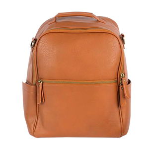 Sac à langer de voyage convertible en cuir véritable avec logo personnalisé du fabricant, grande capacité, fermeture éclair, matelas à langer pour bébé - Product Image 3