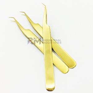 Pince à cils RMI 45 degrés à pointe plane plaquée or au plasma, outil professionnel de précision à pointe lisse pour extensions - Product Image 4
