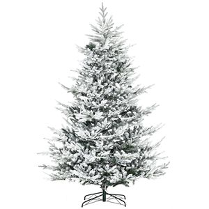 La neve di pino di 8 piedi floccata sull'albero di Natale artificiale 1479 rami di cedro realistici Auto apre la decorazione della casa per le vacanze verdi - Product Image 1