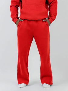 Nouveau pantalon de survêtement rouge personnalisé 2026 pour homme – Pantalon de détente en molleton à jambe large avec taille élastique et poches - Product Image 4