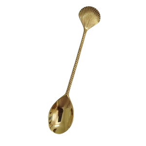 Cuillères à dessert en laiton doré avec manche décoré de feuilles pour la cuisine, la maison et les hôtels, cuillères de table pour le dîner - Product Image 6