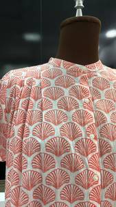 Blusa de Mujer Estilo Coreano Vintage, 100% Algodón, Estampado de Conchas Rosadas, Manga Casquillo, Cuello Mao, Botones, Informal, Primavera-Verano, Corte Regular - Product Image 6