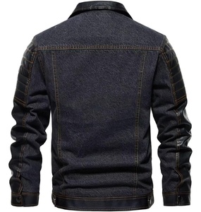 Veste en jean élégante en cuir véritable SlimFit pour hommes, fermeture à boutons, techniques brodées, toutes tailles disponibles pour un look d'hiver moderne - Product Image 3