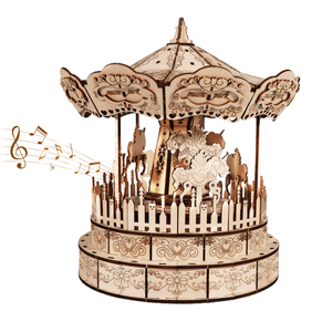 Carillon a giostra in legno fatto a mano con puzzle # # # #   Regalo giocattolo per le vacanze e i compleanni dei bambini - Product Image 1