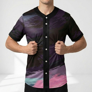 Custom Sublimation Baseball Jersey Breathable <b>Polyester</b> Team Uniform Short Sleeve Button Front Sports <b>Shirt</b> - Product Image 3