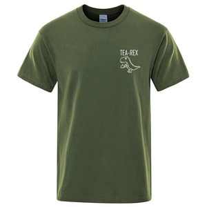 T-shirt à manches courtes pour homme avec imprimé dinosaure, jaune, décontracté, col rond, jersey en coton, coupe classique - Product Image 4