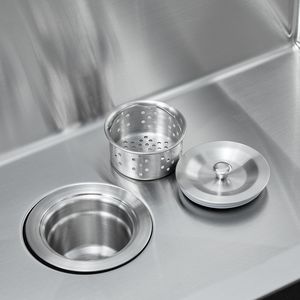 Lavello da cucina da incasso da 32 pollici in acciaio inossidabile 304, a vasca singola, stile rustico, con bordo, per installazione sottopiano, multiuso - Product Image 5