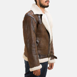 Chaqueta de Cuero Genuino Forest de Doble Cara, Cuello Alto, Cierre de Cremallera, Tejido Transpirable, Color Sólido, Informal, de Invierno, para Hombre - Product Image 2