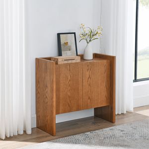 Walnut-Colored <b>Rustic</b> <b>Sideboard</b> Buffet Cabinet for Storage in Entryway Hallway Living Room Kitchen Dining Area - Product Image 2