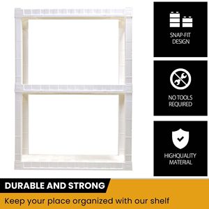 Garage Shelves 3-Tier Plastic <b>Storage</b> <b>Shelving</b> <b>Unit</b> 39"H X 14"D X 30"W White 300 lb Capacity - Product Image 4