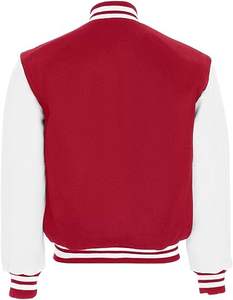 Blouson universitaire homme en laine premium avec manches en cuir de vachette, style bomber, col montant, pour lycée et université - Product Image 2