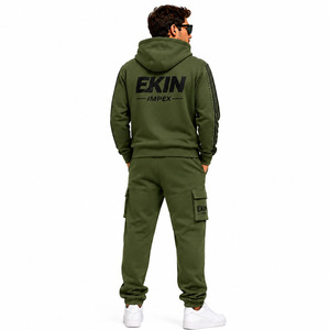 Conjunto de Sudadera con Capucha y Pantalones Deportivos Unisex con Logotipo Personalizado, Franja Lateral, Felpa Gruesa, Transpirable y de Secado Rápido, 2 Piezas - Product Image 4