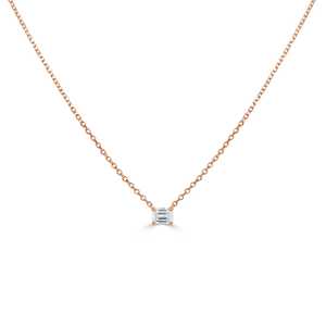 Colliers pendentifs solitaires délicats pour usage quotidien et superposition, 17 pouces, fermoir mousqueton, or massif 14k 18k, diamant de laboratoire taille émeraude - Product Image 2