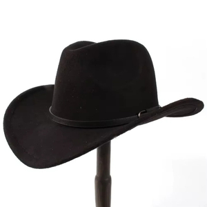 Chapeau de cowboy unisexe en laine noire 56-58CM, formel et décontracté, pour adultes, toutes saisons - Product Image 4