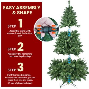 6ft Green WiFi Controlled RGB LED Christmas <b>Tree</b> <b>with</b> 300 <b>Lights</b> 751 PVC Tips 38 <b>Light</b> Functions Music Sync Hinged Structure - Product Image 6