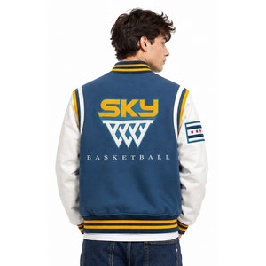 Chaquetas Varsity Retro Vintage Personalizadas de Cuero sin Cuello, Unisex, ODM, Hip Hop, con Logotipo Bordado en la Parte Delantera, Chaqueta Bomber de Béisbol, Chaqueta Letterman - Product Image 3