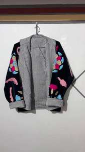 Veste en velours noir Handmaid Suzani, motif brodé de basket-ball, style bohème, cadeau pour une amie - Product Image 3