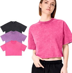 Camiseta Corta de Cuello Redondo para Mujer, Color Sólido, Corte Holgado Informal, 100% Algodón Jersey, Transpirable, Primavera Verano, ODM - Product Image 4
