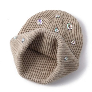 Lady Distressed Knit <b>Winter</b> Earflap Hat with 3D Embroidery Rhinestone Beaded Rabbit Hair Blended Beanie for Women Travel - Product Image 4