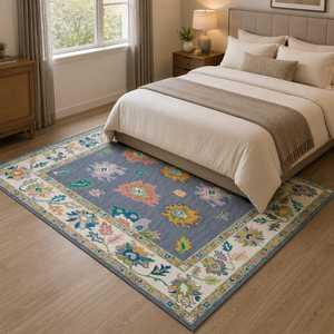 Tapis en laine noué à la main, design floral Oushak - Product Image 4